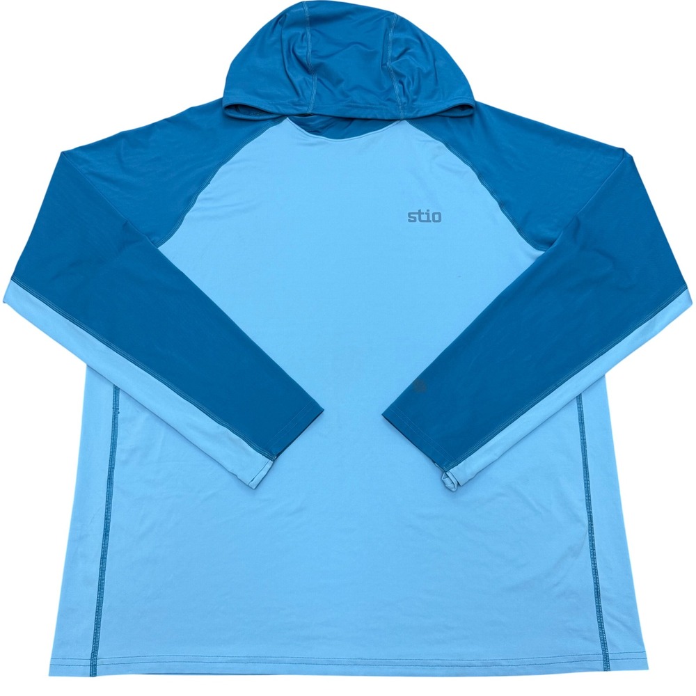 Stio Hylas Hooded Pullover Mens 2XL Blue Sun Shirt Performance Hoodie SS24SUP2